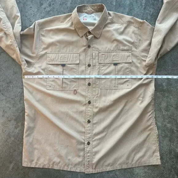 Eddie Bauer Sport Shop Fishing Shirt XL Tan Gorpcore Utility Vent - Picture 8 of 11